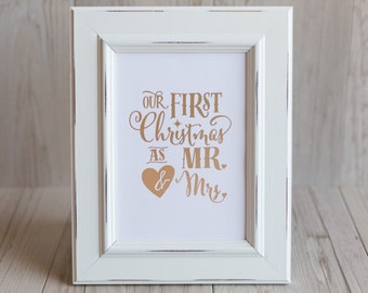 Our First Christmas as Mr & Mrs Foil Print