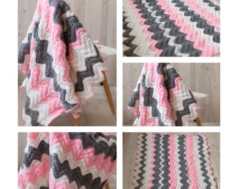 Handmade Chevron Crochet Baby Blanket
