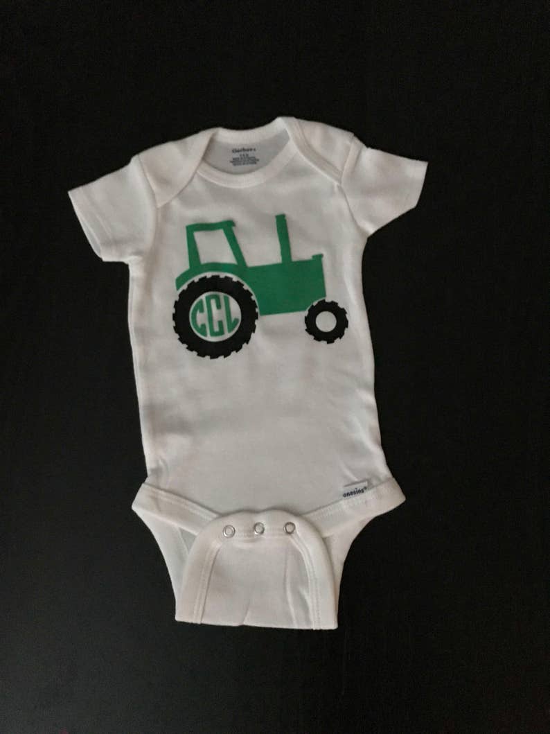 Tractor Onesies Personalized Tractor Onesies Monogrammed Tractor Onesies