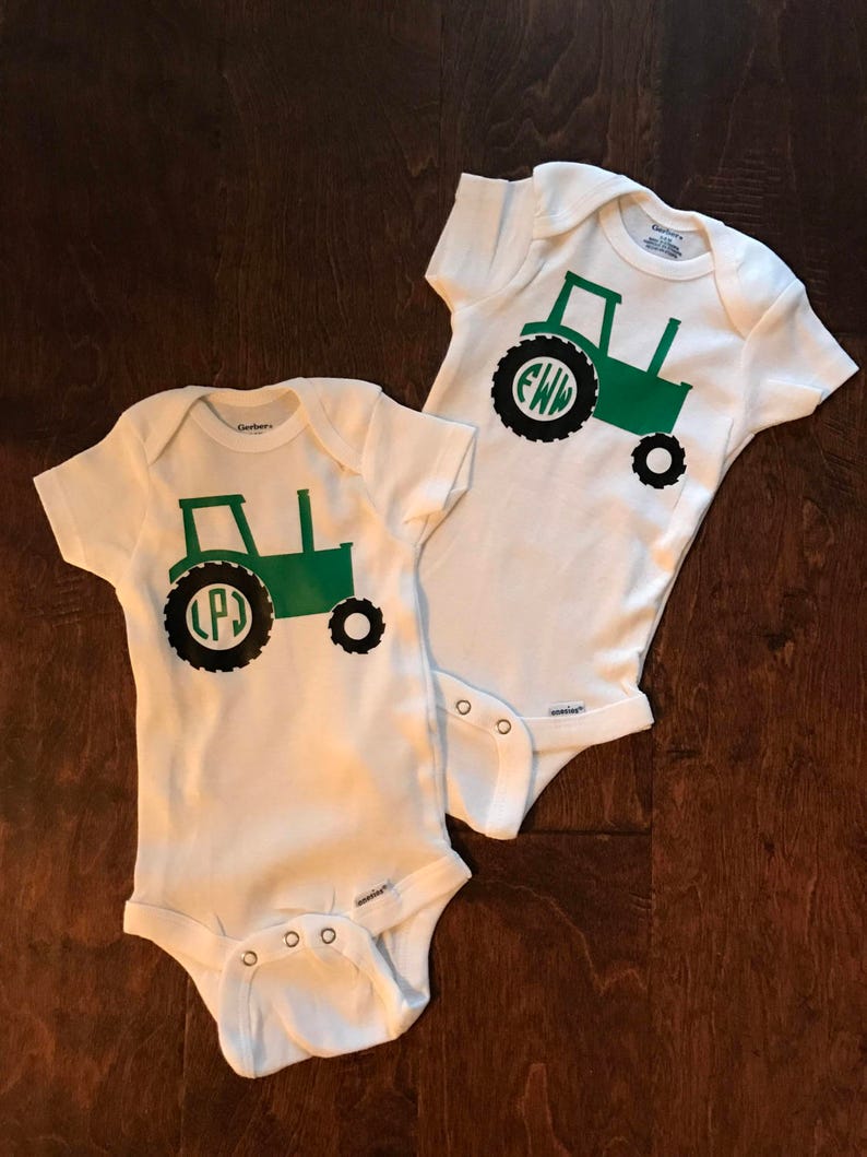 Tractor Onesies Personalized Tractor Onesies Monogrammed Tractor Onesies