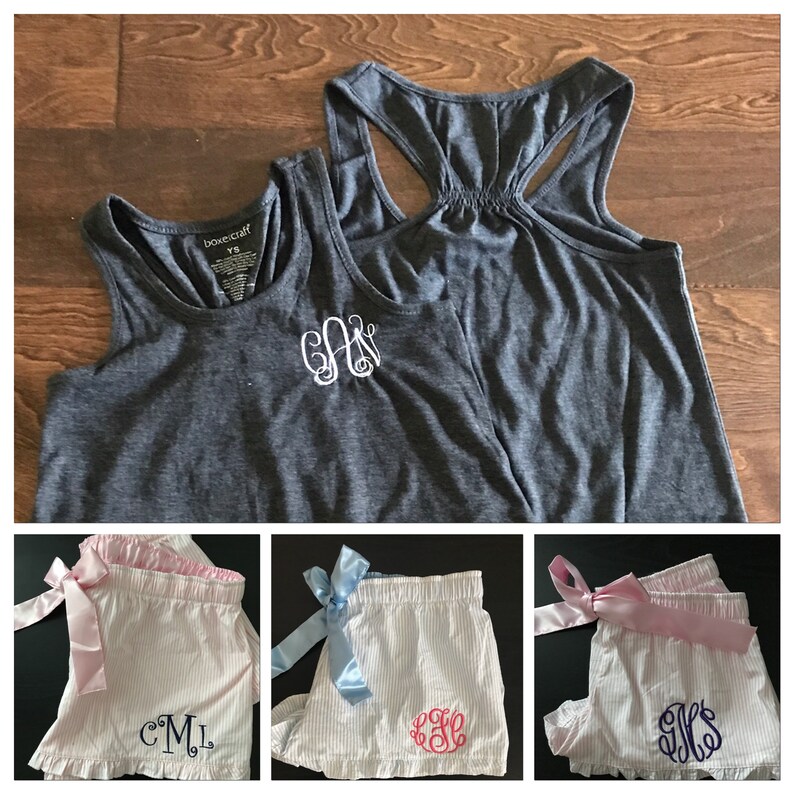 Monogrammed Seersucker Set Monogrammed Seersucker Pajama Set Monogrammed Bridesmaid Gift Sorority Set
