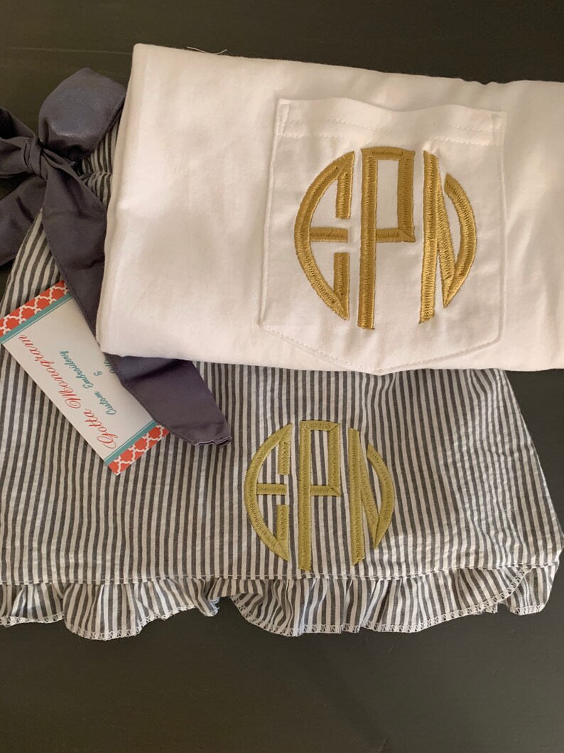 Monogrammed Pajama Set Monogrammed Seersucker Pajama Set Monogrammed Bridesmaid Gift