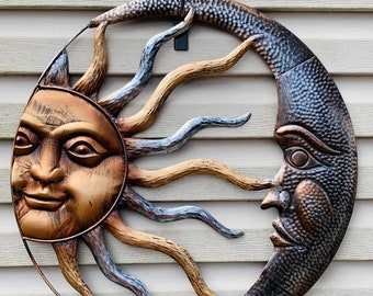 25” metal sun and moon outdoor decor SHIPS FOR FREE