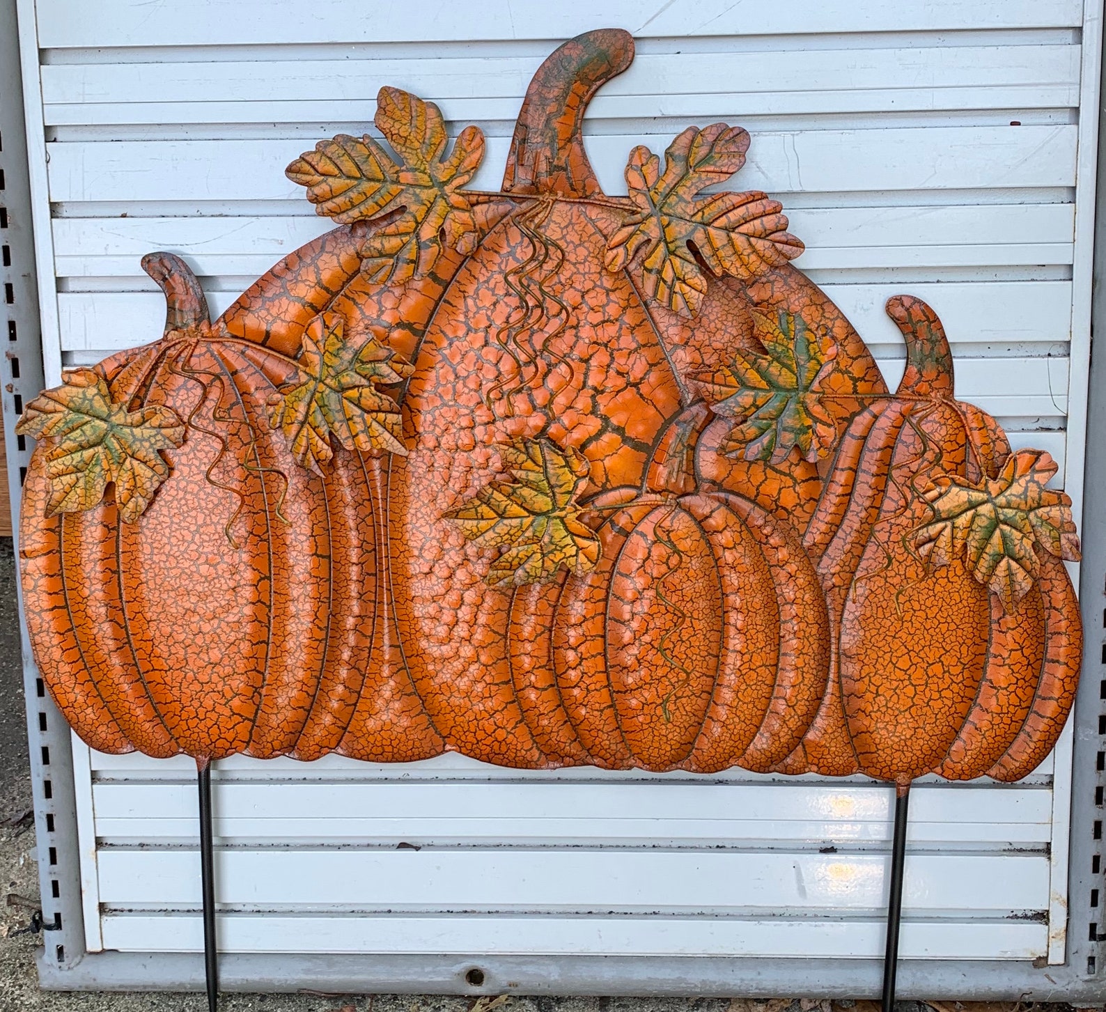 outdoor metal garden stake 4 pumpkin show sold out detail=1 Pumpkin Yard Stakes
Outdoor metal garden stake 4 pumpkin decor 28 tall x 29
