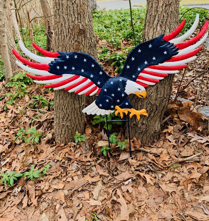 Americana Eagle Garden Stake . Metal Sealed for Outdoor Use. Measures