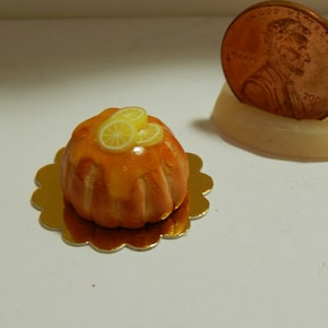 Miniature Bakery Lemon Pound Cake Handmade 1:12 scale Dollhouse Bakery, Dessert Mini Collector Gift