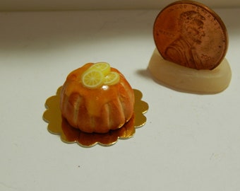 Miniature Bakery Lemon Pound Cake Handmade 1:12 scale Dollhouse Bakery, Dessert Mini Collector Gift