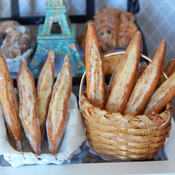 Ficelle Traditional "Breads of France" Miniature Handmade  1/12 scale, Dollhouse Bakery Breads, French Bread