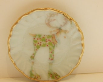 Plate #5 Whimsical Deer Collection Platter 35MM Plates 1:12 Scale Handmade Miniature Holiday Dollhouse Collector Gift Christmas Decor