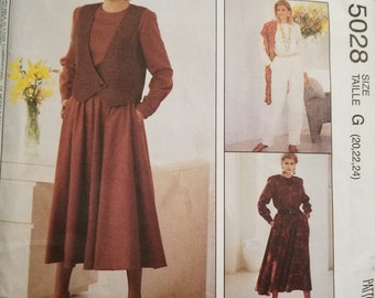 McCall's 5028 Sewing Pattern, Misses Jumpsuit Vest Dress Suit, Sizes 20-24