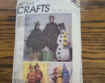 Uncut Mccalls Crafts 2617 Costumes Christmas Tree Snowman Pumpkin Crayon Bag