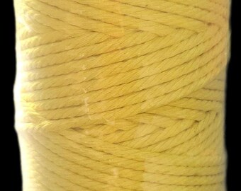 Cordón para macramé de aproximadamente 3 mm, amarillo, trenzado, para envolver.