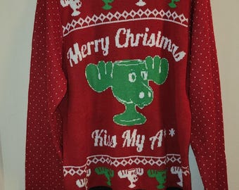 Chandail de vacances de Noël Lampoons pour homme, 2 x Merry Christmas Kiss My A** Moose