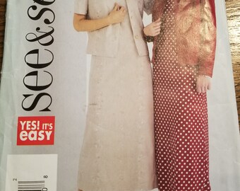 Butterick See & Sew 3937 Pattern: Dress and Jacket, Size 14-18 (UNCUT)