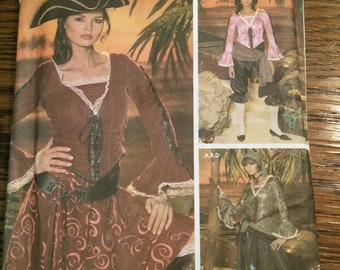 Simplicidad 4914 - Patrón de disfraz de pirata para mujer Tamaño HH 6, 8, 10, 12 UnCut Halloween