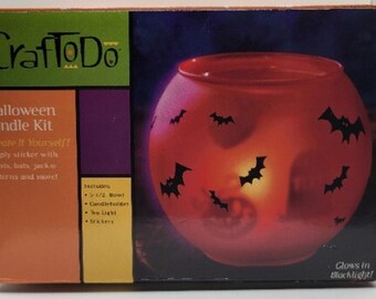 Kit de velas de Halloween de vidrio Craftodo créalo tú mismo 2004 con murciélagos de velas de té