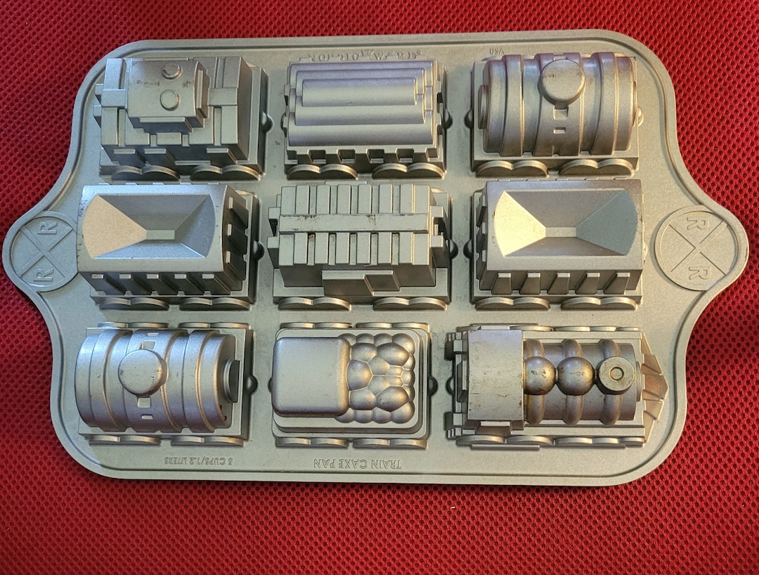 Nordic Ware Train Cake Pan 9 Different Cars Heavy Cast Etsy
