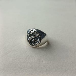 Pode incluir: Um anel de prata com um design detalhado de cobra. O anel apresenta uma face oval em relevo com a cabe&ccedil;a e o corpo da cobra intrincadamente esculpidos. O corpo da cobra enrola-se, criando uma joia &uacute;nica e atraente.