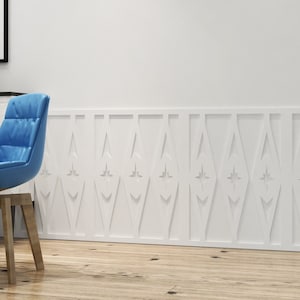 Wainscot Mid Century Star, Diamonds Wall Art, Atomic Decor, Retro Style Wainscot Panels, 3D Accent Wall - SKU:WMDS