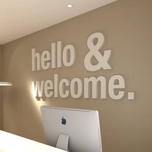 Hello & Welcome, Office, Wall, Art, Decor, 3D, PVC, Typography, Inspirational, Motivational, Work, Sucess, Decals, Stickers - SKU:HECO