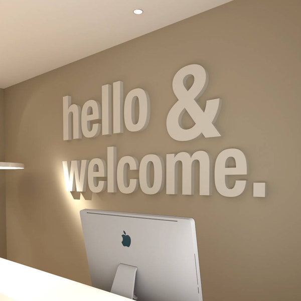 Hello & Welcome, 3D, Office, Büro Dekoration, Dekoration, Wall Art, Wanddeko, Kunstwerk, Wanddekoration, Wandkunst, Deko, Kunst - SKU:HECO