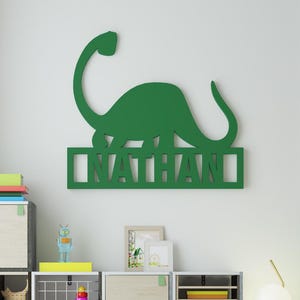 Cute Dinosaur Wall Sign Custom Name, Baby Boy Nursery Decor, Personalized Kids Room Decor, Dino Name Sign, Nursery Wall Art, SKU:CTAP image 1