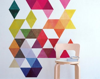 Colored Triangles Mid Century Modern Danish Modernist Stickers Decals - SKU:COLORTRIMIDMODERST
