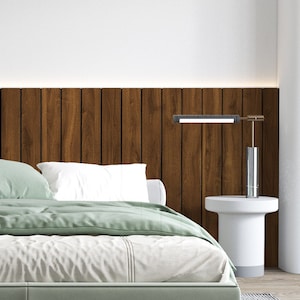 Dark Wood Headboard Bars, Half Wall Panels, Wainscot Paneling, Fluted Slat Wall, SKU:DWHS