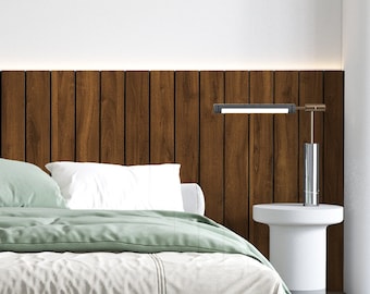 Dark Wood Headboard Bars, Half Wall Panels, Wainscot Paneling, Fluted Slat Wall, SKU:DWHS