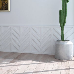 3D Chevron Wall Paneling, Decorative Wall Panels, Wainscot Paneling, 3D Accent Wall, Mid Century Decor - SKU:CHEV