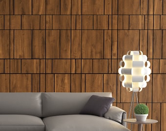 Dark Wood Decorative Panels, Modular 3D Wall Panels, Living Room Hallway Decor, Easy Installation, SKU:SLDW
