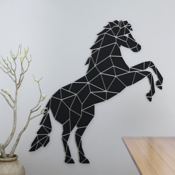 Geometric Horse Wall Decor, Animal Geometric Wall Art, Western Home Decor, Gift For Rodeo Lover, SKU:GMHO