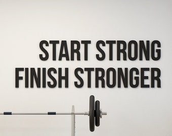 Börja starkt, avsluta starkare, väggkonst för gym, träningsmotivation, dekor för träningsrum, Artikelnummer:SSF