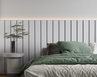 Headboard Bars, White and Black PVC, Half Wall Panels, Wainscot Paneling, Fluted Slat Wall, SKU:HSDG