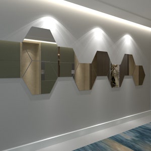 Aluminium Composite Panels, 9 Panels , Hexagons , Honeycomb , wall decor  - SKU:HEXAC9