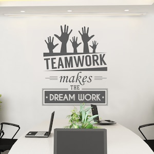 Corporate Office Decor Office Sticker Teamwork makes the dream work Teamwork Office supplies Office Wall art SKU:TWRK