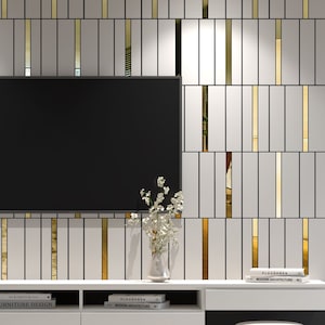 White and Gold Wall Paneling, 3D Wall Panels, Elegant Wall Paneling, SKU:SMWW