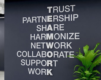 Teamwork Crosswords, Office Wall Art Decor, Teamwork Dimensional, Office Decals, Motivational Art, SKU:TECR