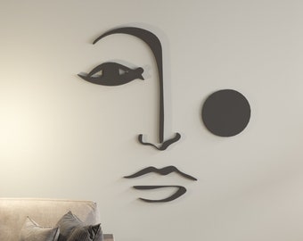 Abstract Woman Face Wall Art, Minimalist Line Art Decor, Modern Wall Art, Scandinavian Home Decor, SKU:WMFC