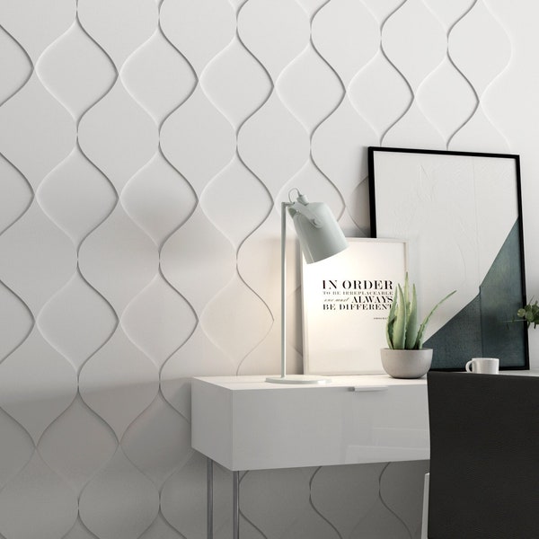 Wave Wall Panels, Wall Paneling, 3D Accent Wall Panels, Mid Century Modern, 3D Geometrical Wall Panels - SKU:INTR