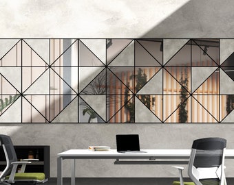 Concrete and Silver Mirror Decorative Panels, 3D Wall Panels, Modern Wall Panels, Large Wall Panels, SKU:WMCP