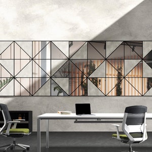 Concrete and Silver Mirror Decorative Panels, 3D Wall Panels, Modern Wall Panels, Large Wall Panels, SKU:WMCP