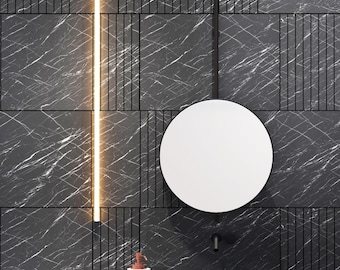 Marquina Marble Imitation, Large Modular Wall Panels, Living Room Hallway Decor, Easy Installation, Pack of 17, SKU:DMJL