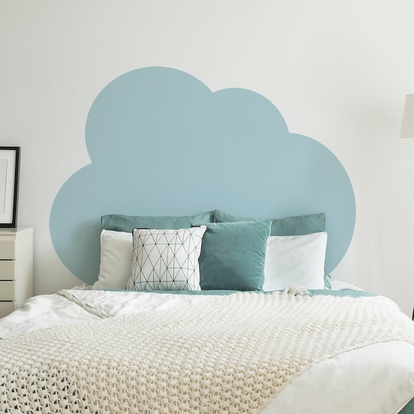 Blauwe of witte wolk muur sticker, hoofdeinde sticker, Scandinavische kwekerij, Boho kwekerij decor, verwijderbaar, SKU:CLEH