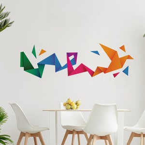 Origami Bird Decal Origami Stickers Origami Decals Wall Decals Wall Stickers Colored Origami Bird Decal SKU:ORIGBIR image 1