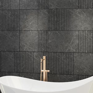 Pannelli murali 3D effetto marmo grigio scuro, design per pareti decorative, pannelli da parete per TV effetto marmo, confezione da 1, 4 o 7 pezzi, SKU:DGBG