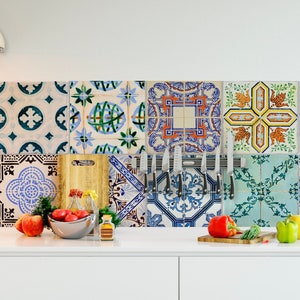 Backsplash Traditional Spanish Tiles - Kitchen backsplash peel and stick in roll - Crédence adhésive - Stickers - SKU:RT44