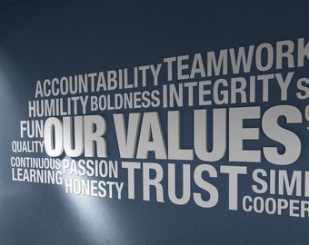 Our Values, Core Values, Office,  Motivational, Office, Wall Art, Wall Decal, Office Decor, Office Walls, Wall Decor - SKU:OUVA