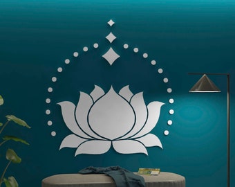 Art mural 3D fleur de lotus - signe de yoga - cadeau de pendaison de crémaillère - tentures murales - décoration murale 3D - SKU : LOTXL