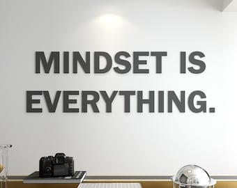 Mindset Is Everything, Office Wall Decor Quote, Office Wall Sign, Inspirational Wall Words, Gym Quote Decor, SKU:MNDE